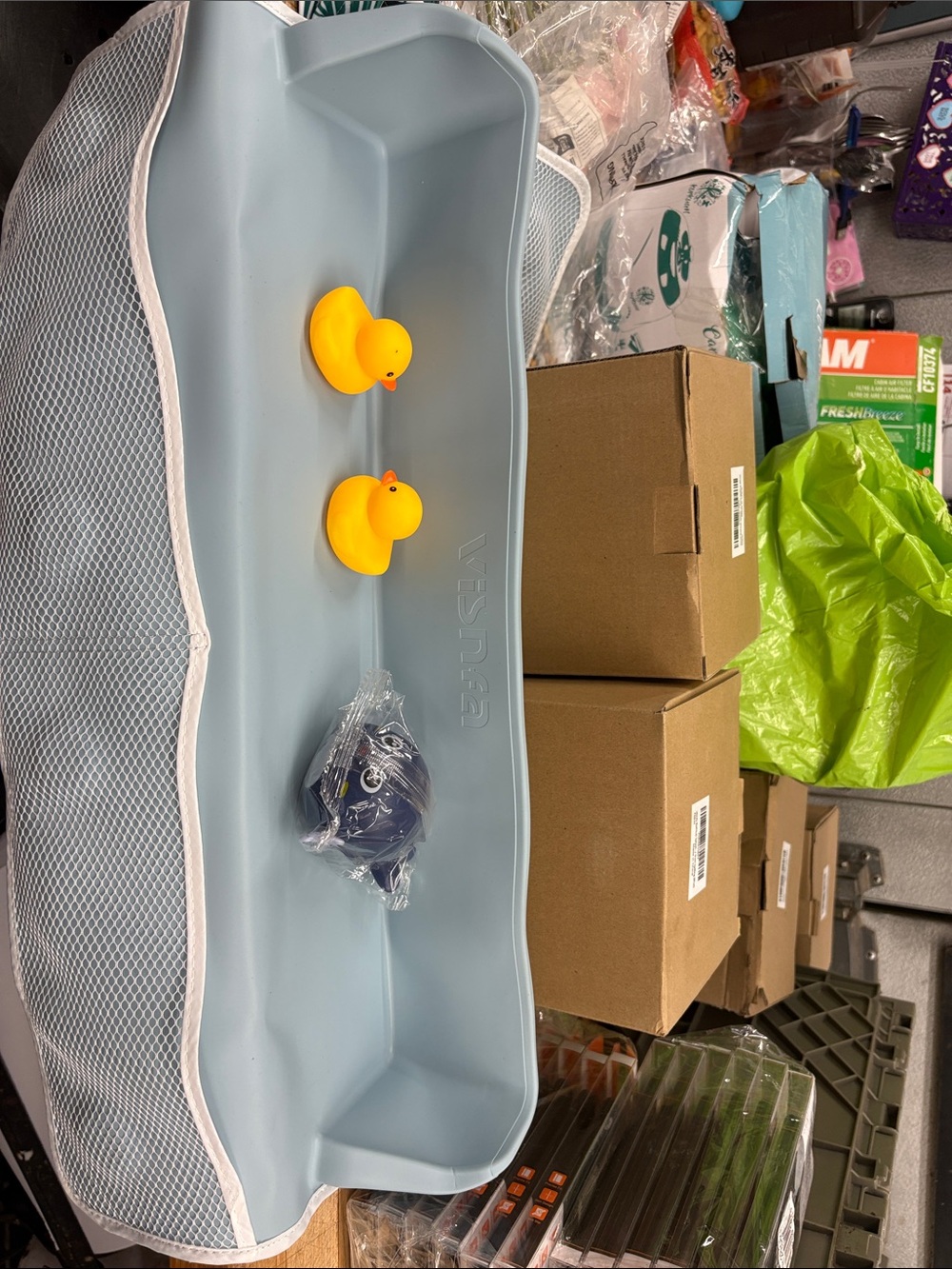 Blue Baby Bath Tub with Yellow Duck Toys